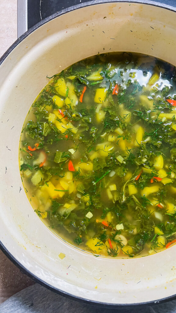 Mildly spicy bean and dill soup