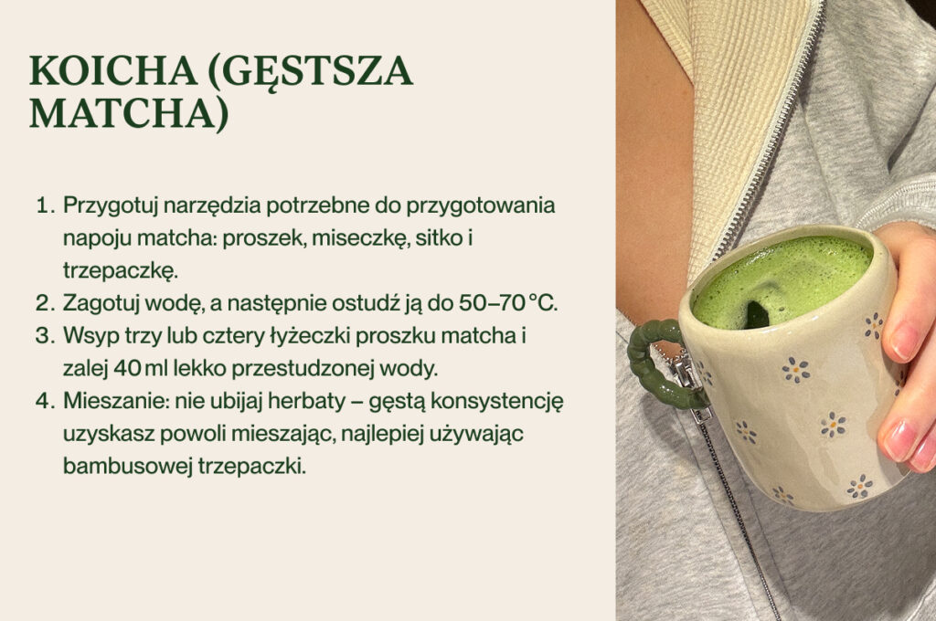 Kroki przygotowania herbaty matcha