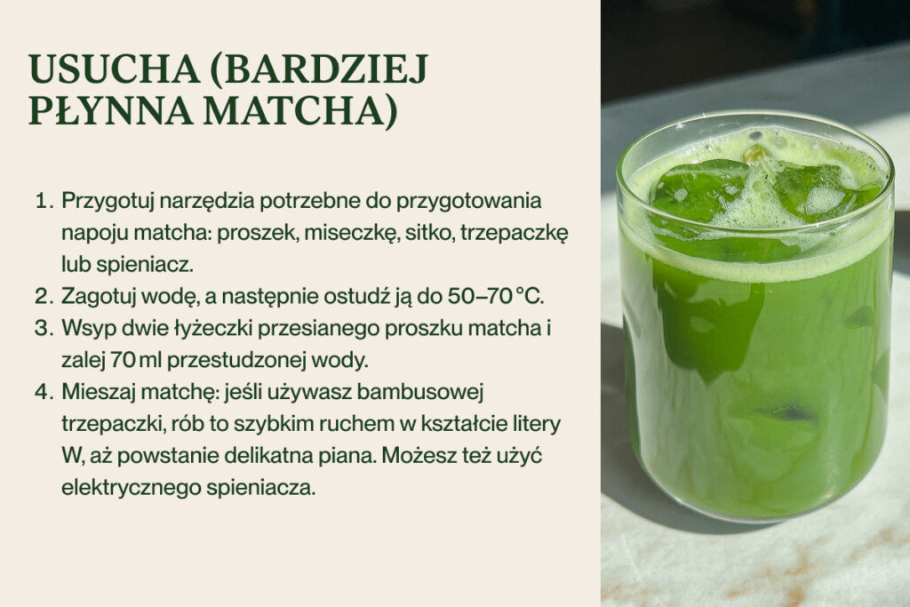 Kroki przygotowania herbaty matcha